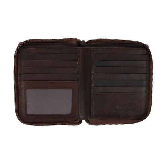 CTM Men's Leather Zip-Around European Wallet - Picture 4 of 5